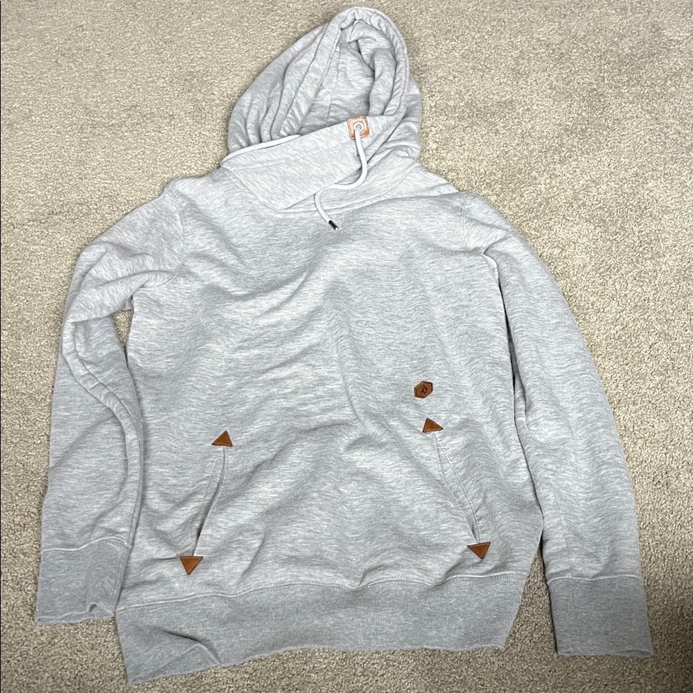 Volcom Light Gray Hoodie with Brown Details